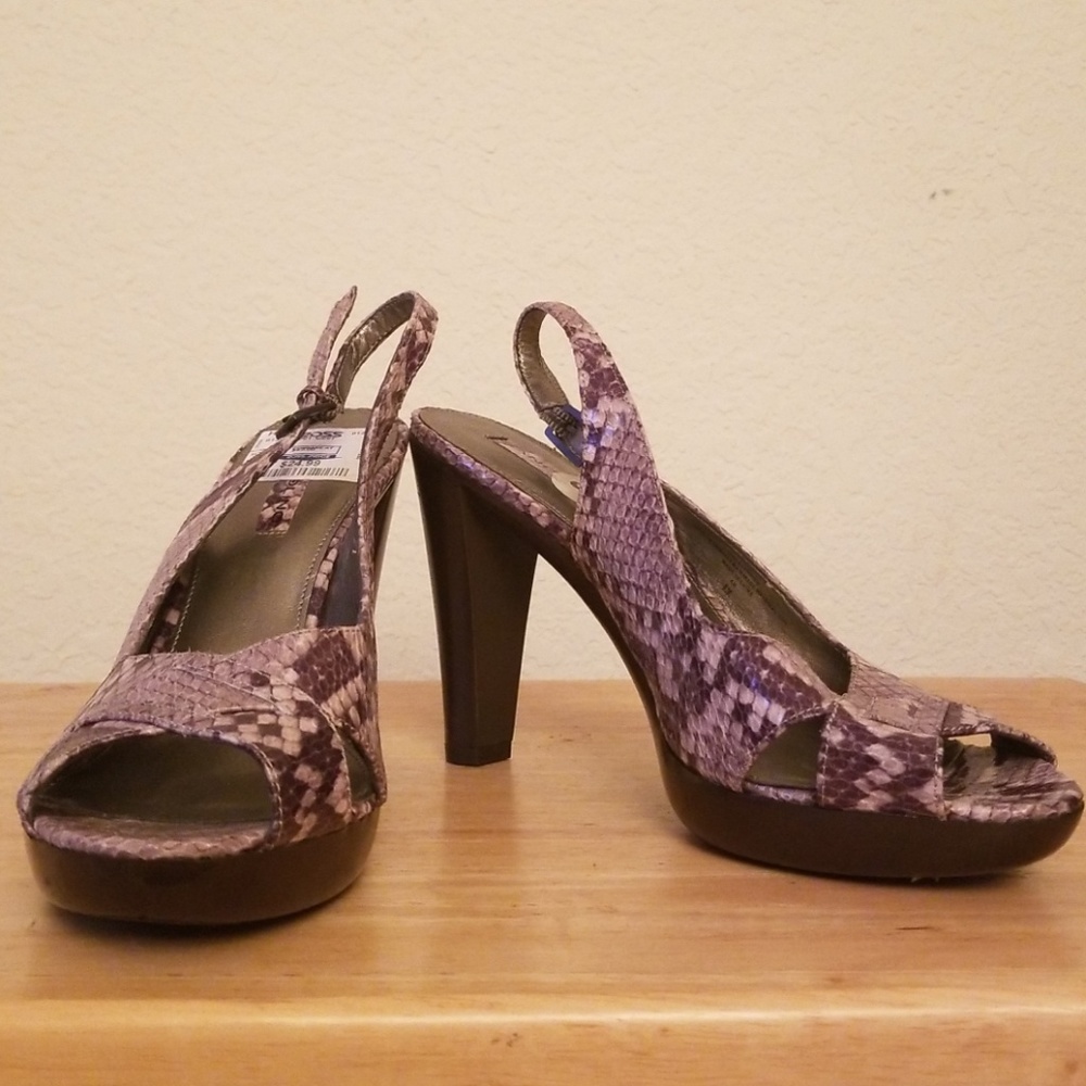 Faux Snake Slingback Pumps